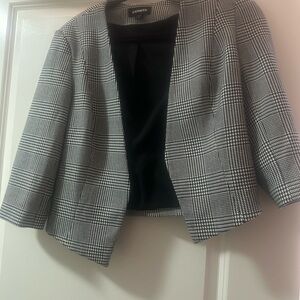 Express Women's Classic Black and White Checkered Blazer